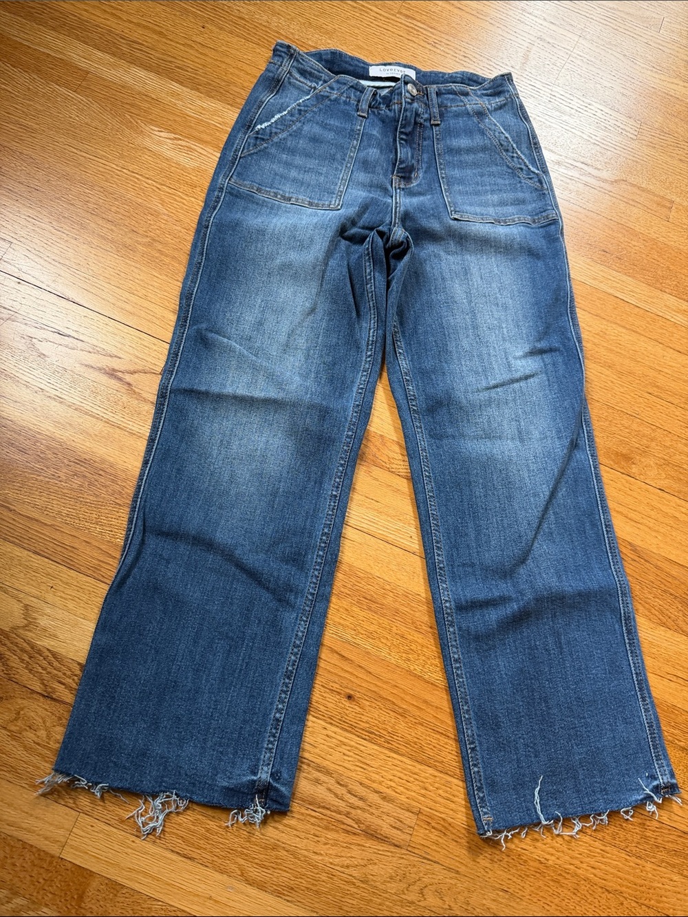 Relaxed Wide-Leg Denim Jeans in Medium Blue